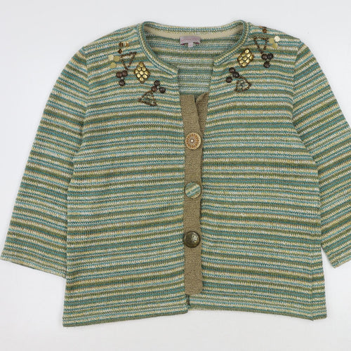 Per Una Womens Multicoloured Scoop Neck Striped Acrylic Cardigan Jumper Size XL