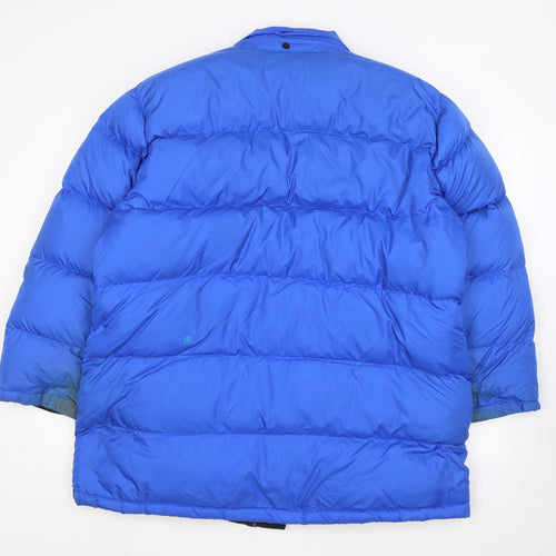 Lands' End Mens Blue Puffer Jacket Jacket Size XL Zip - Reversible