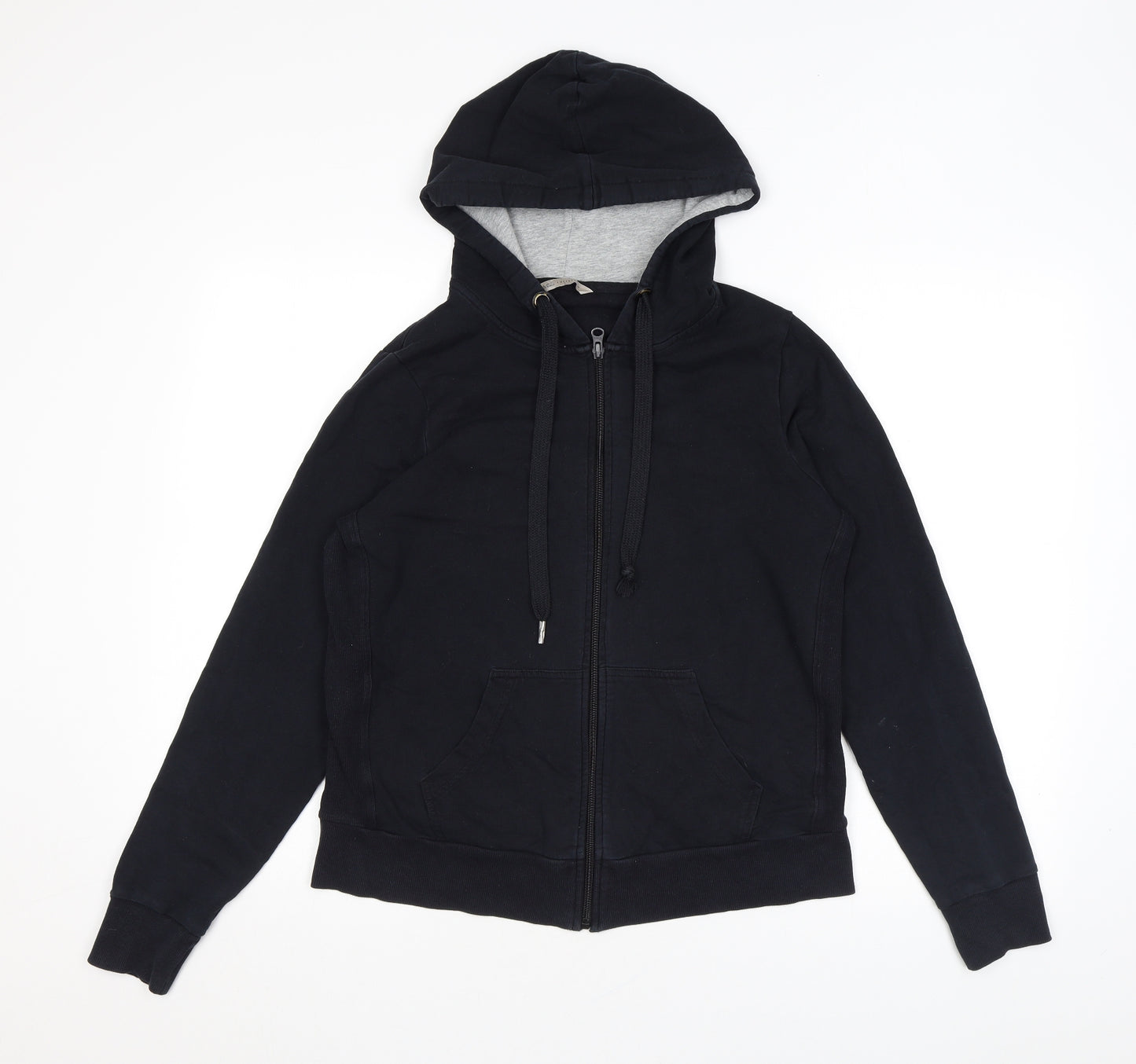 Marks and Spencer Womens Black Cotton Full Zip Hoodie Size 14 Zip