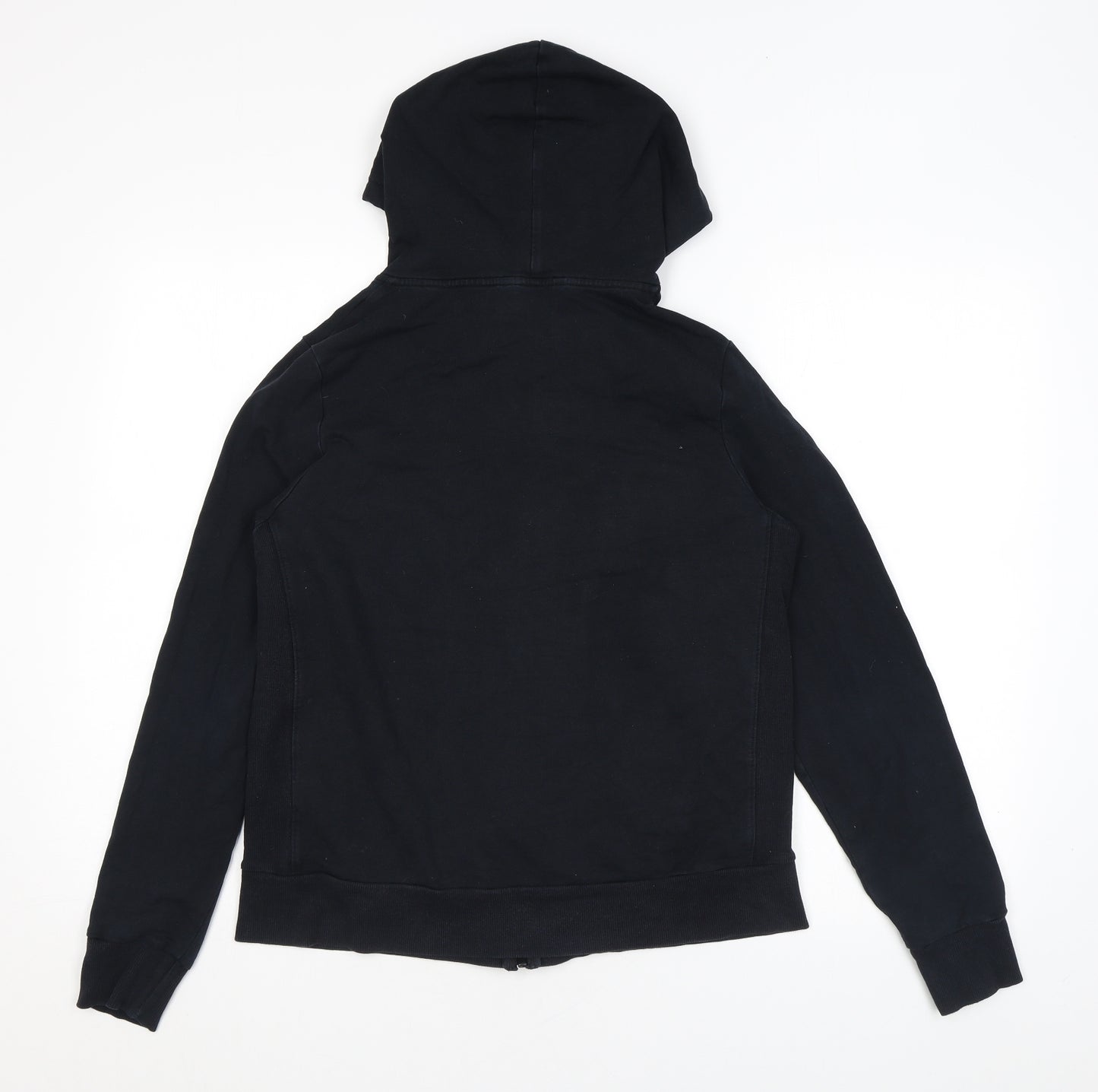 Marks and Spencer Womens Black Cotton Full Zip Hoodie Size 14 Zip