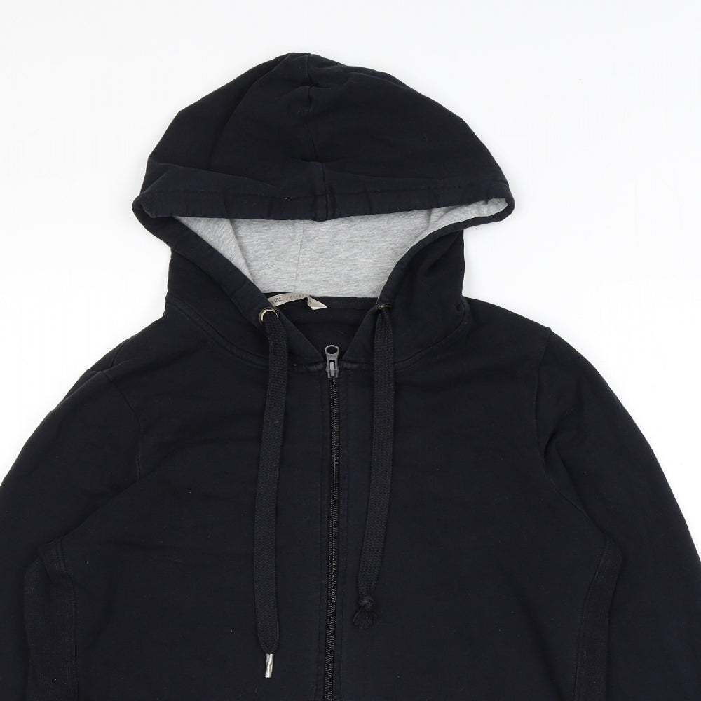 Marks and Spencer Womens Black Cotton Full Zip Hoodie Size 14 Zip