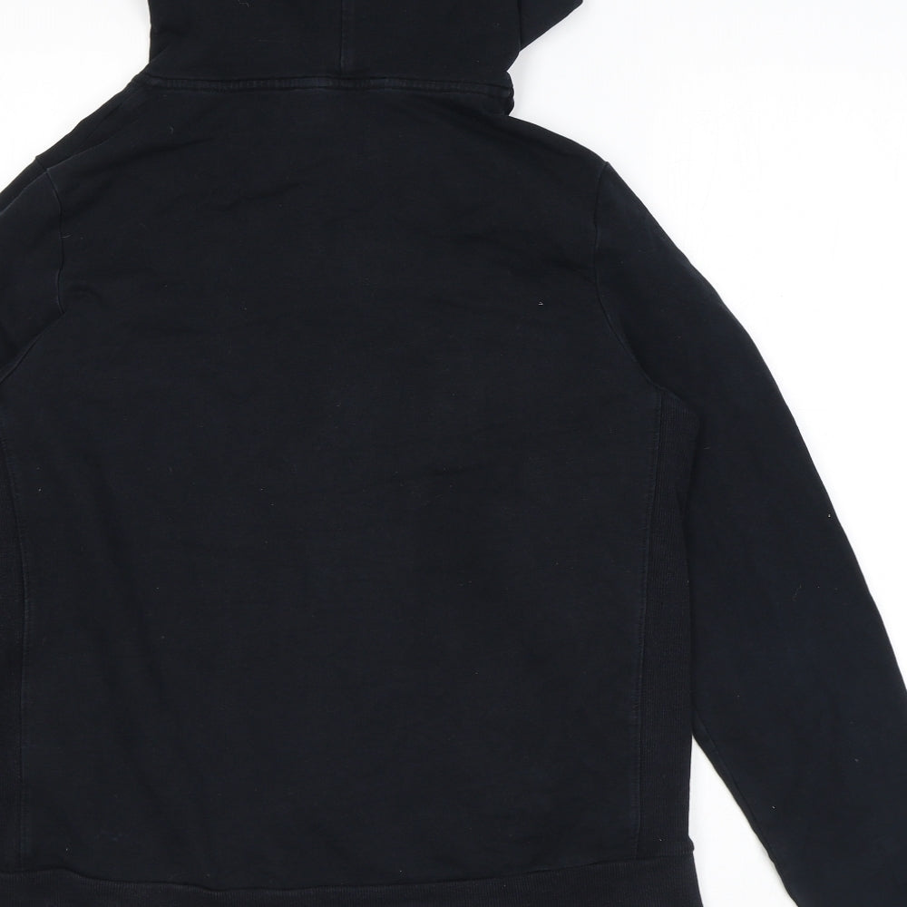 Marks and Spencer Womens Black Cotton Full Zip Hoodie Size 14 Zip