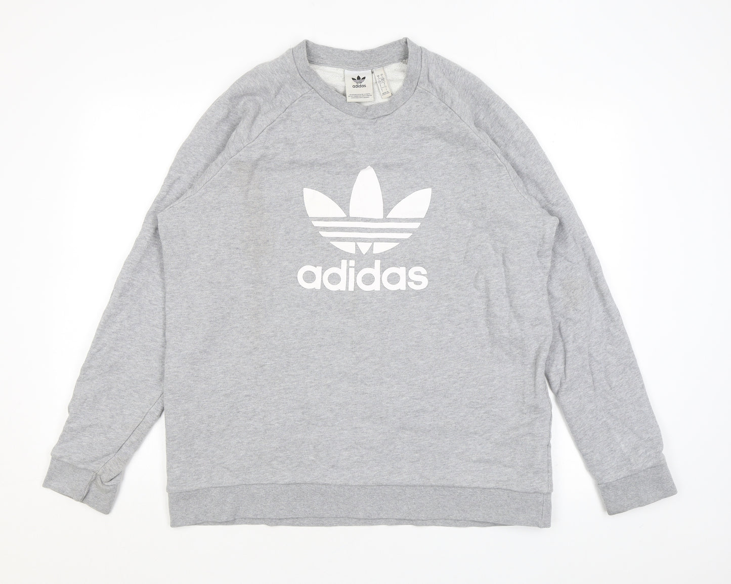 adidas Mens Grey Cotton Pullover Sweatshirt Size L