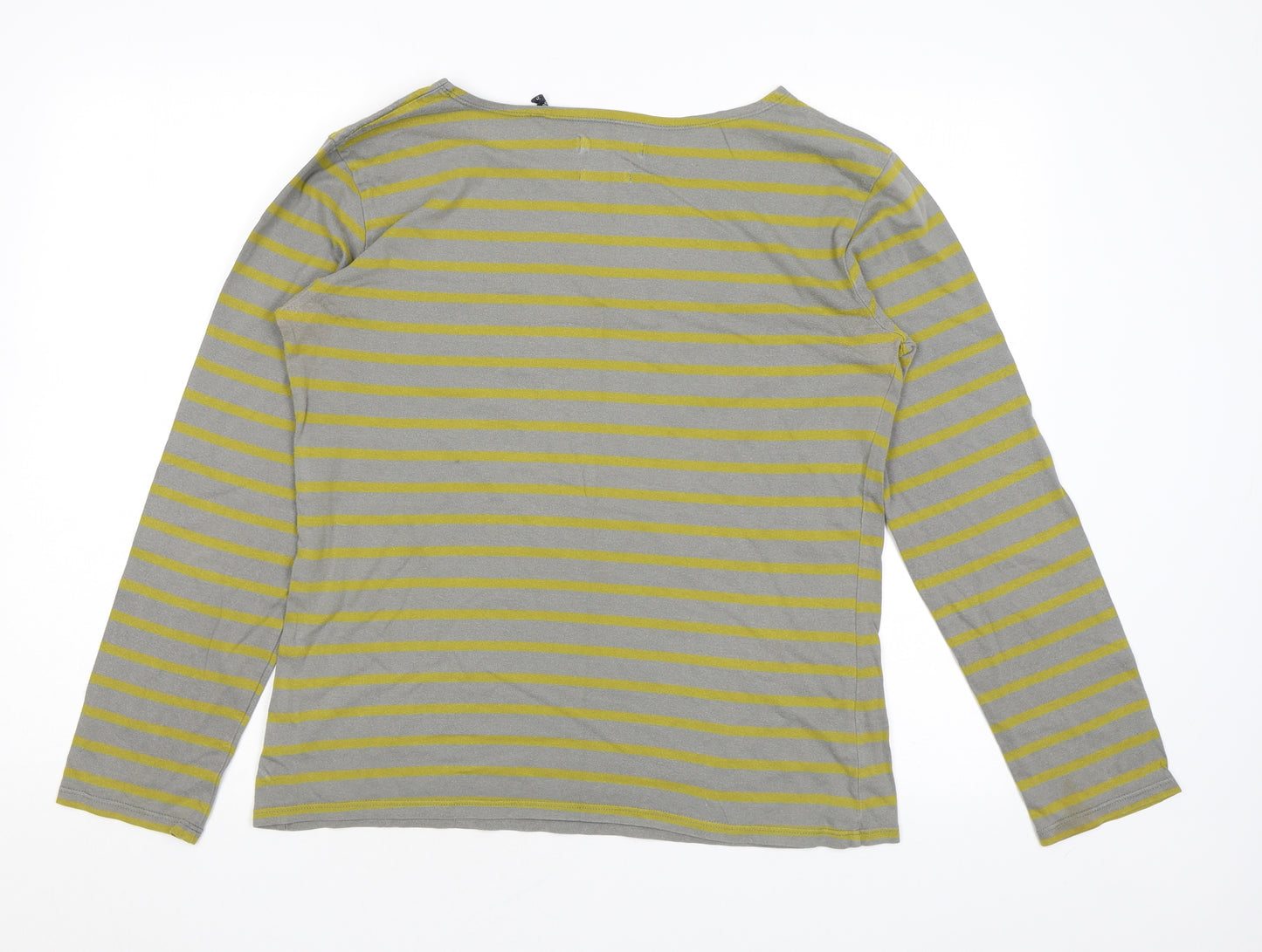 Seasalt Womens Green Striped Cotton Basic T-Shirt Size 12 Boat Neck