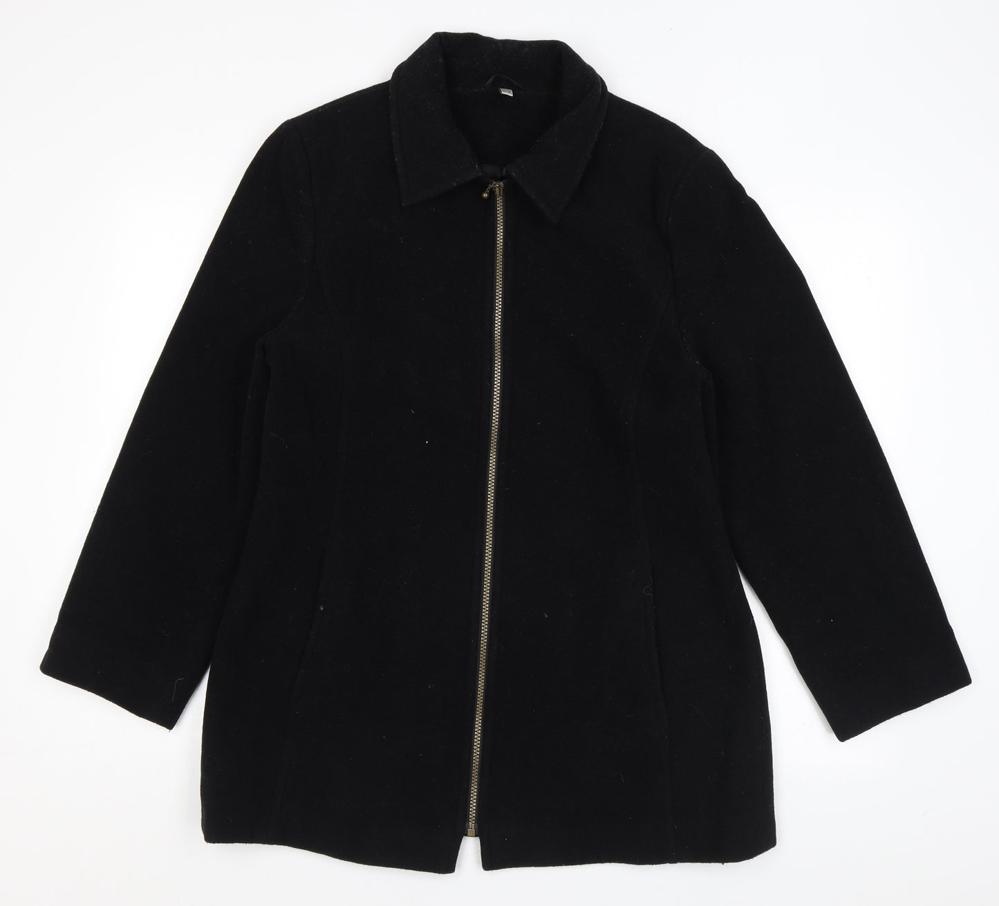 ZETA Womens Black Overcoat Coat Size 10 Zip