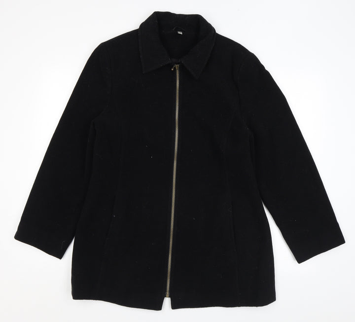 ZETA Womens Black Overcoat Coat Size 10 Zip