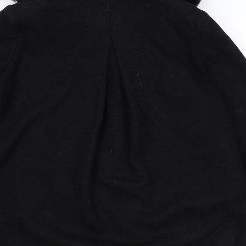 ABS Womens Black Overcoat Coat Size S Snap - Faux Fur