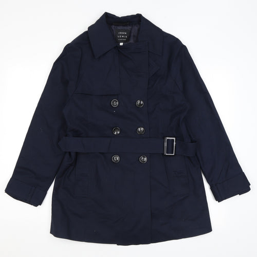 John Lewis Womens Blue Pea Coat Coat Size 10 Buckle - Belted