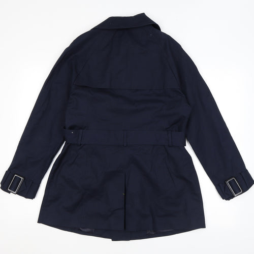 John Lewis Womens Blue Pea Coat Coat Size 10 Buckle - Belted