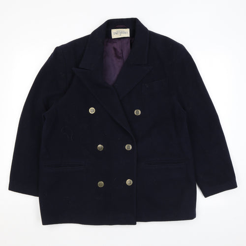 Anne Brooks Womens Black Overcoat Coat Size 16 Button