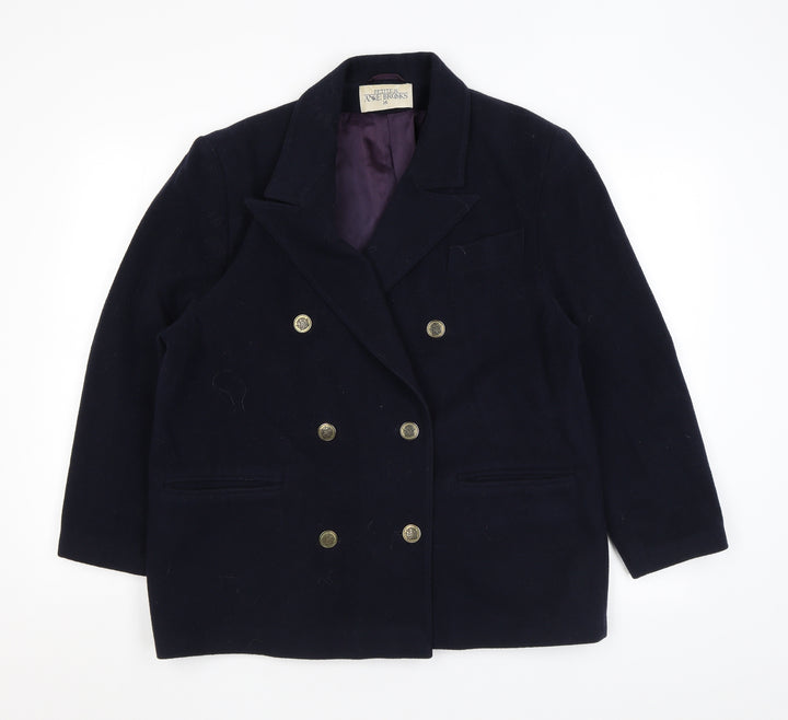 Anne Brooks Womens Black Overcoat Coat Size 16 Button