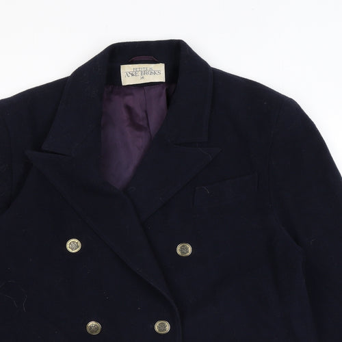 Anne Brooks Womens Black Overcoat Coat Size 16 Button