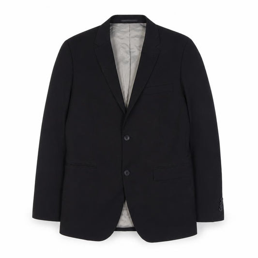 Front view of Topman men’s black polyester jacket suit jacket, size 40, regular
