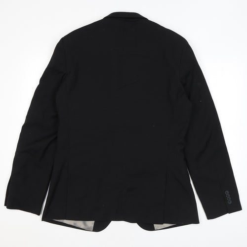 Topman Mens Black Polyester Jacket Suit Jacket Size 40 Regular