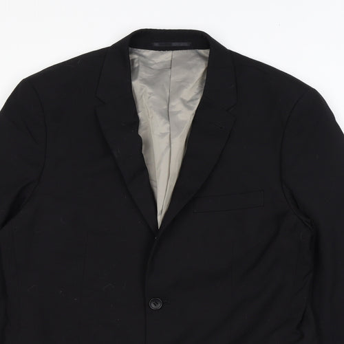 Topman Mens Black Polyester Jacket Suit Jacket Size 40 Regular