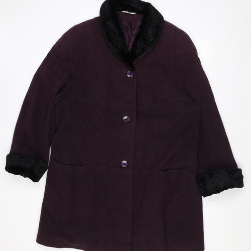 NuAge Womens Purple Overcoat Coat Size 16 Button