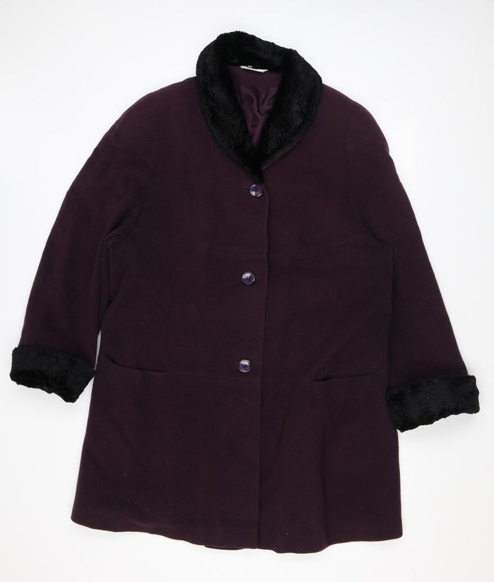 NuAge Womens Purple Overcoat Coat Size 16 Button