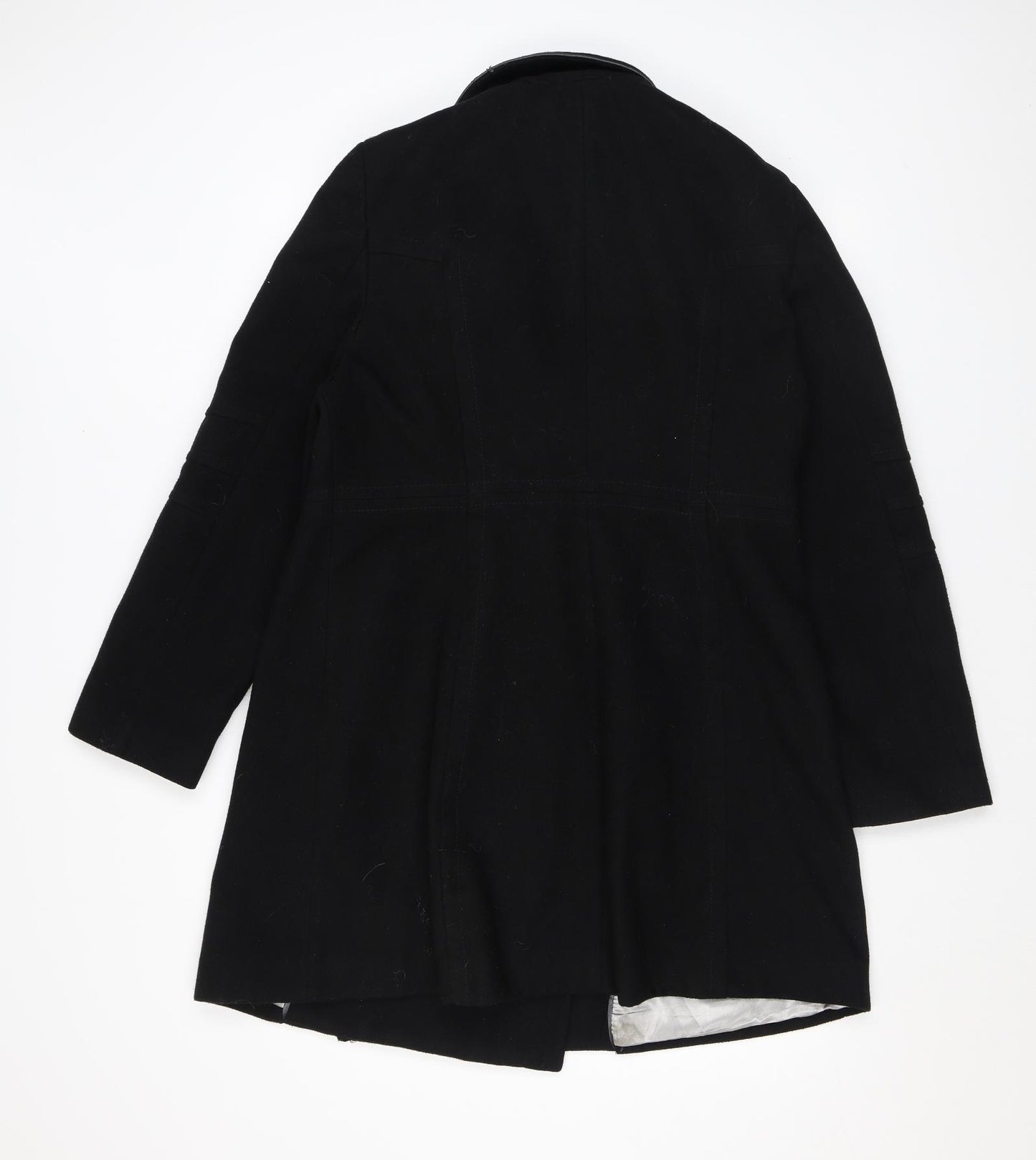 Wallis Womens Black Overcoat Coat Size 16 Zip