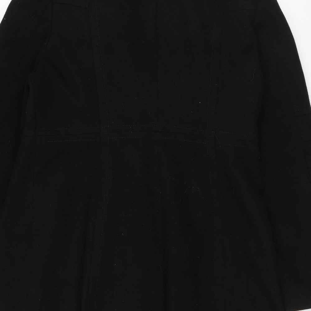 Wallis Womens Black Overcoat Coat Size 16 Zip