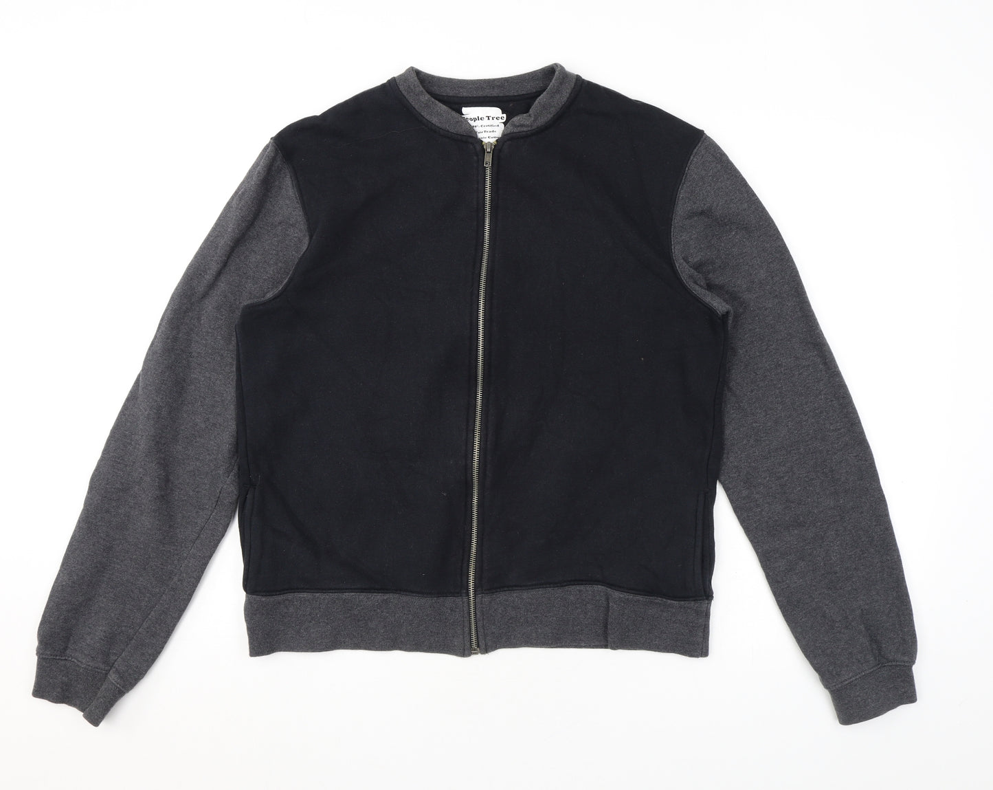 People Tree Mens Black Varsity Jacket Jacket Size S Zip