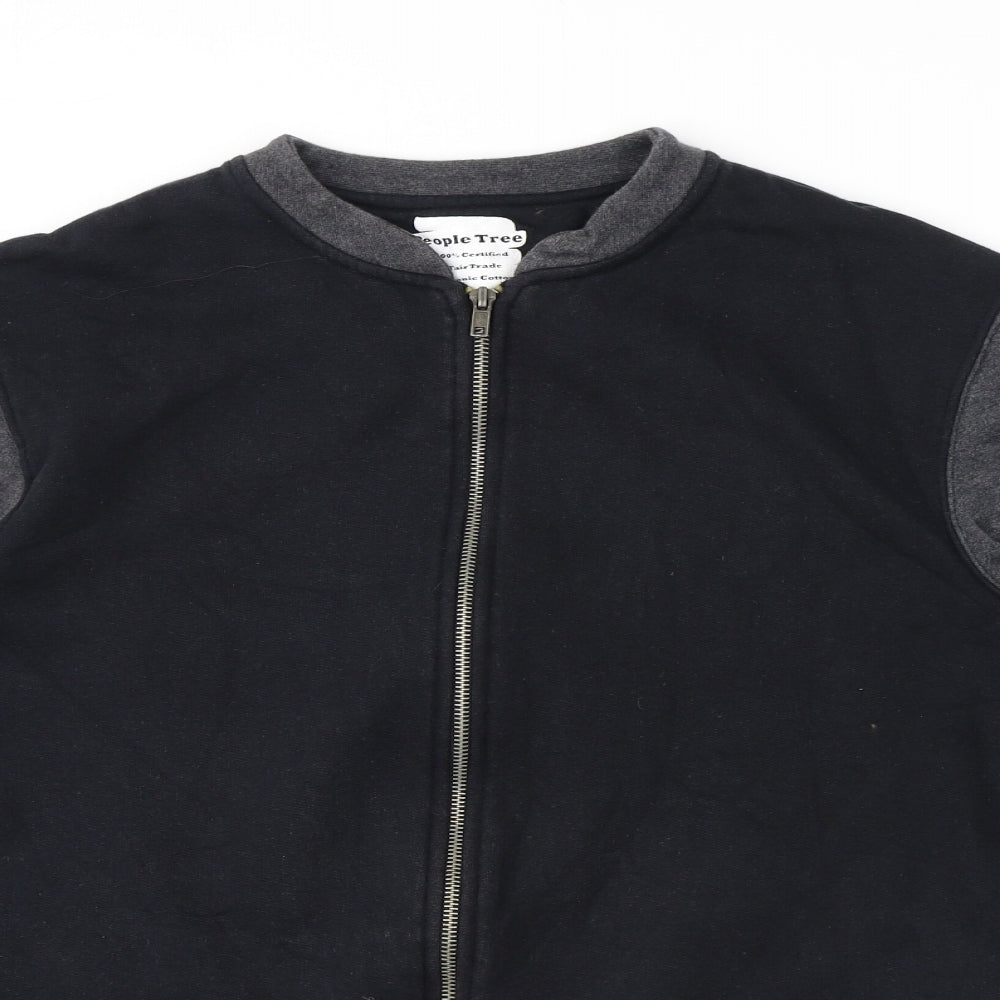 People Tree Mens Black Varsity Jacket Jacket Size S Zip