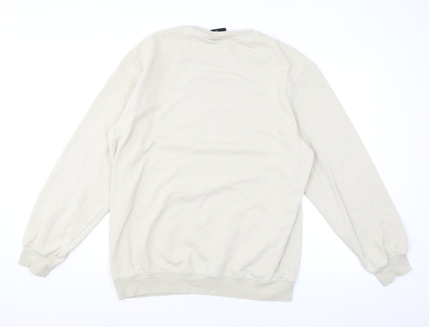 H&M Mens Beige Cotton Pullover Sweatshirt Size L