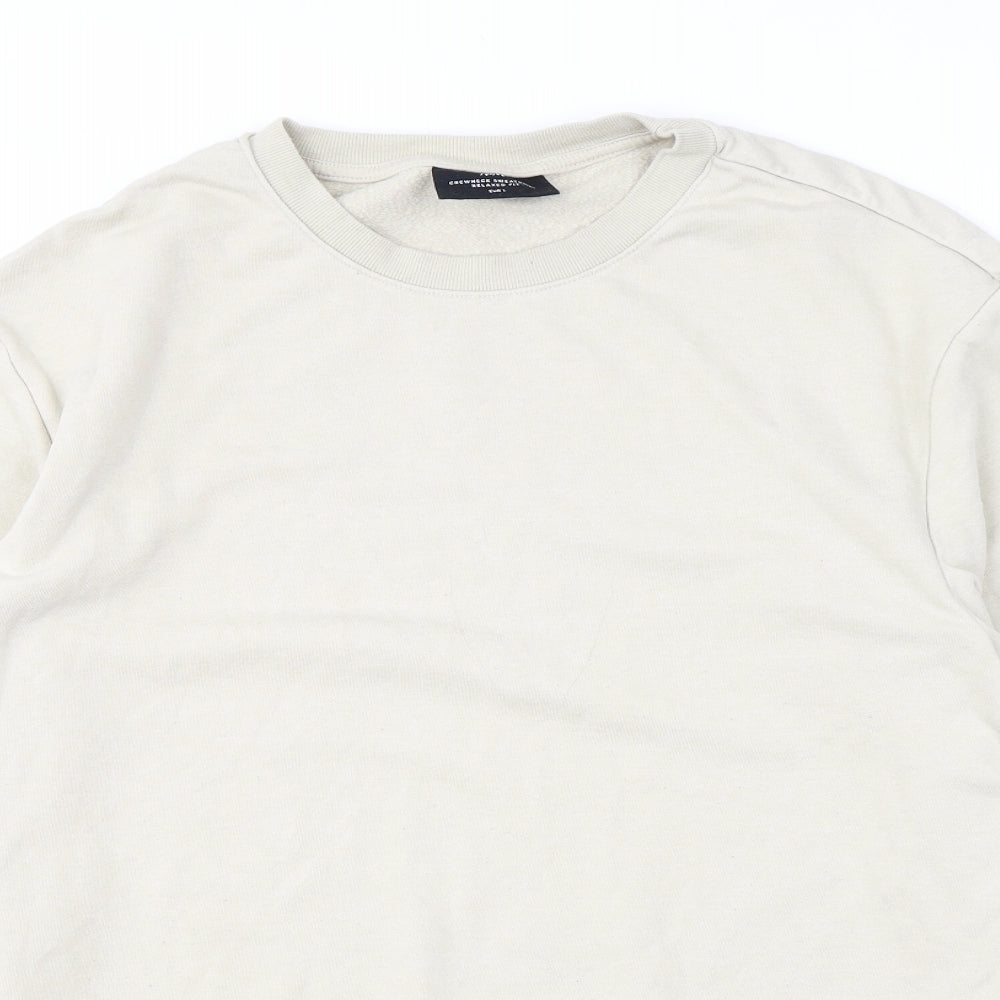 H&M Mens Beige Cotton Pullover Sweatshirt Size L