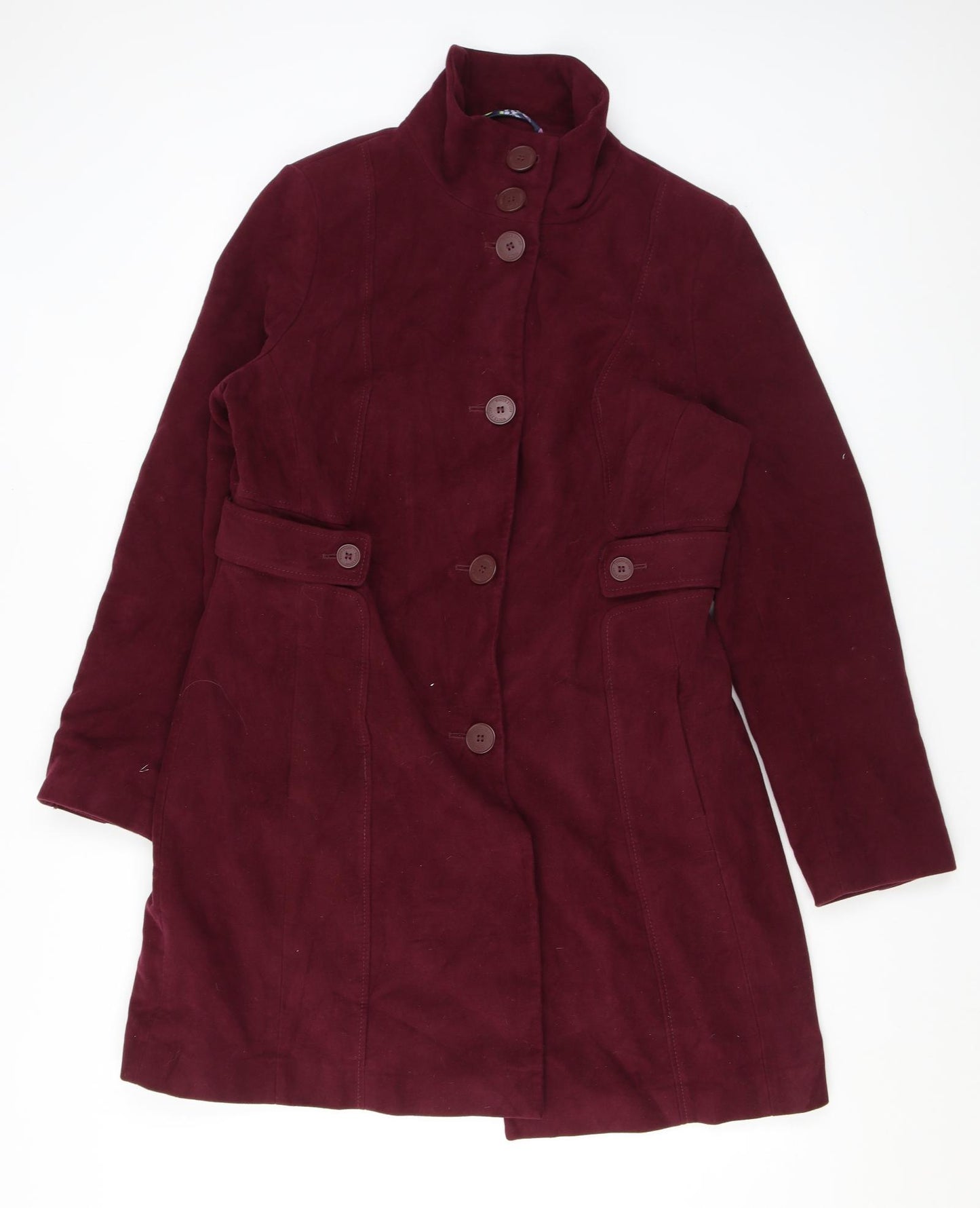 White Stuff Womens Purple Overcoat Coat Size 16 Button