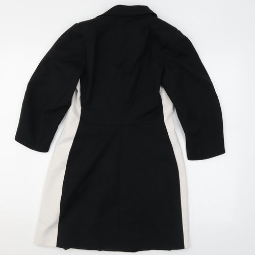 Zara Womens Black Cotton Shirt Dress Size S Collared Button