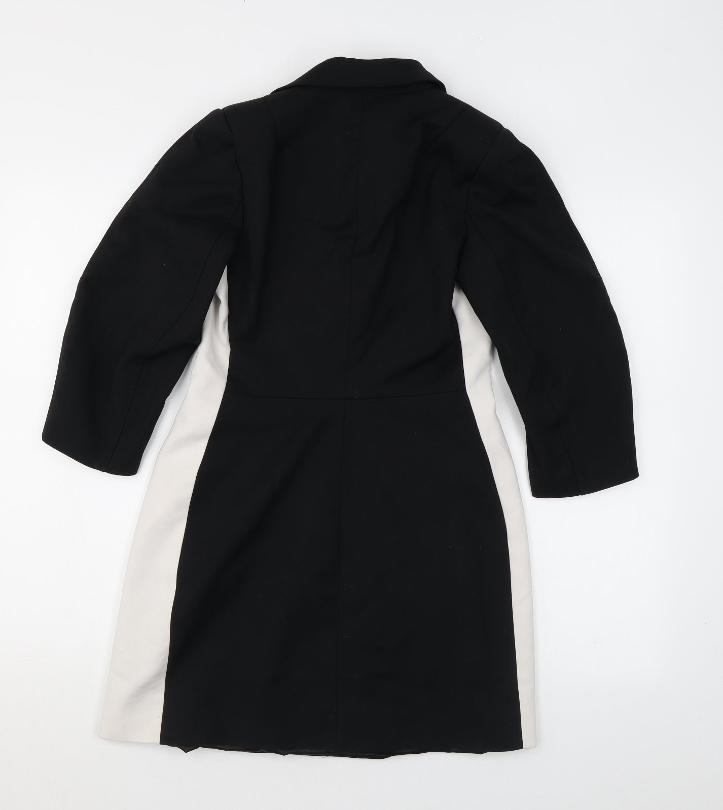 Zara Womens Black Cotton Shirt Dress Size S Collared Button