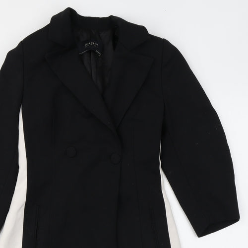 Zara Womens Black Cotton Shirt Dress Size S Collared Button