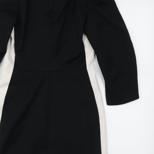 Zara Womens Black Cotton Shirt Dress Size S Collared Button