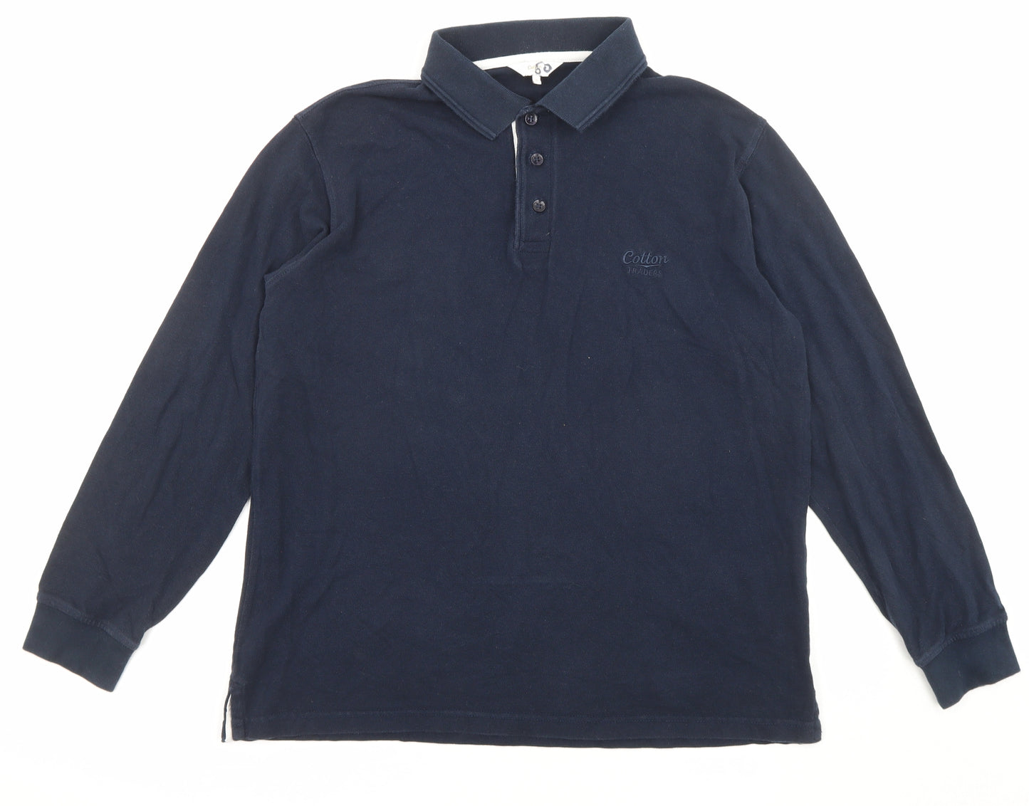 Cotton Traders Mens Blue Cotton Polo Size S Collared Button