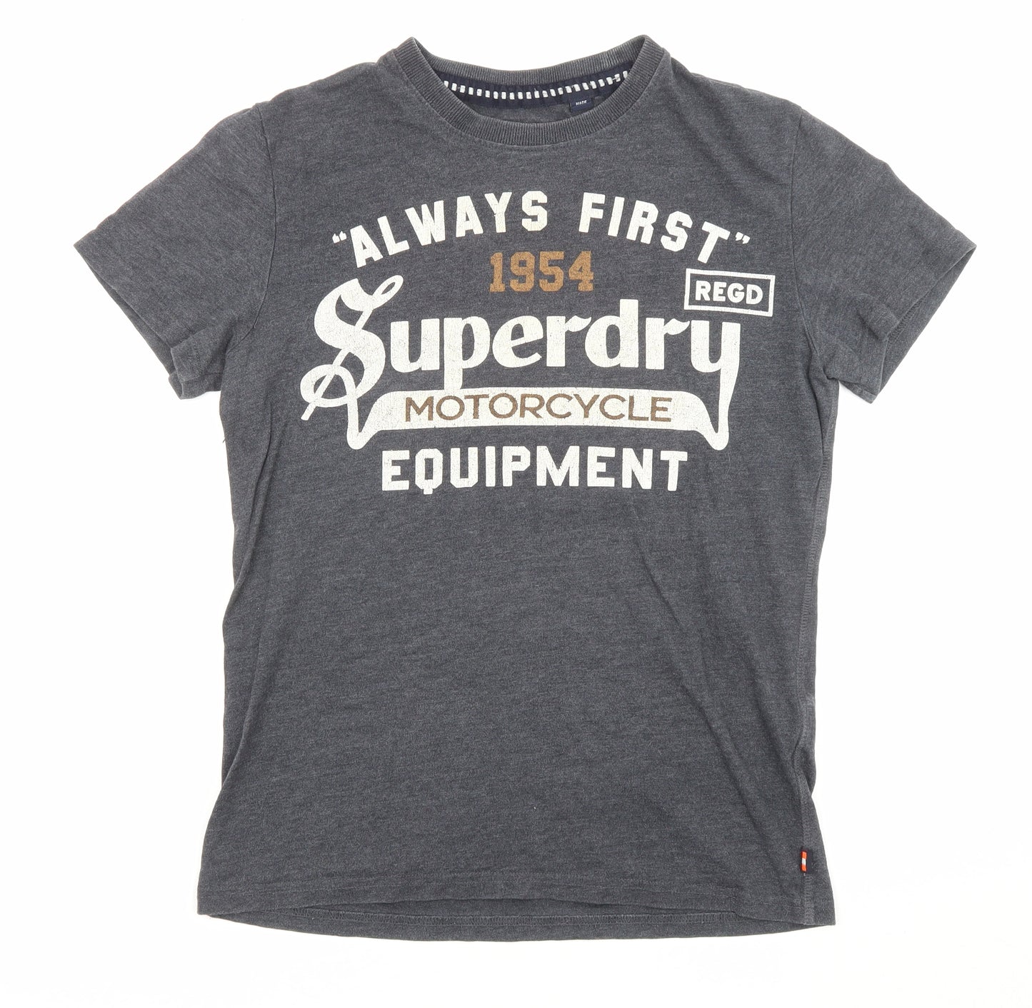 Superdry Mens Grey Cotton T-Shirt Size S Crew Neck