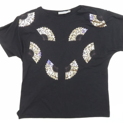 Principles Womens Black Polyester Basic T-Shirt Size M Boat Neck - Shoulder pads