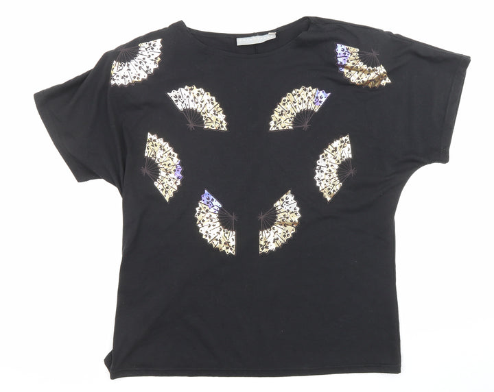 Principles Womens Black Polyester Basic T-Shirt Size M Boat Neck - Shoulder pads