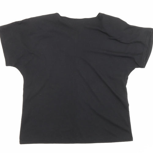 Principles Womens Black Polyester Basic T-Shirt Size M Boat Neck - Shoulder pads