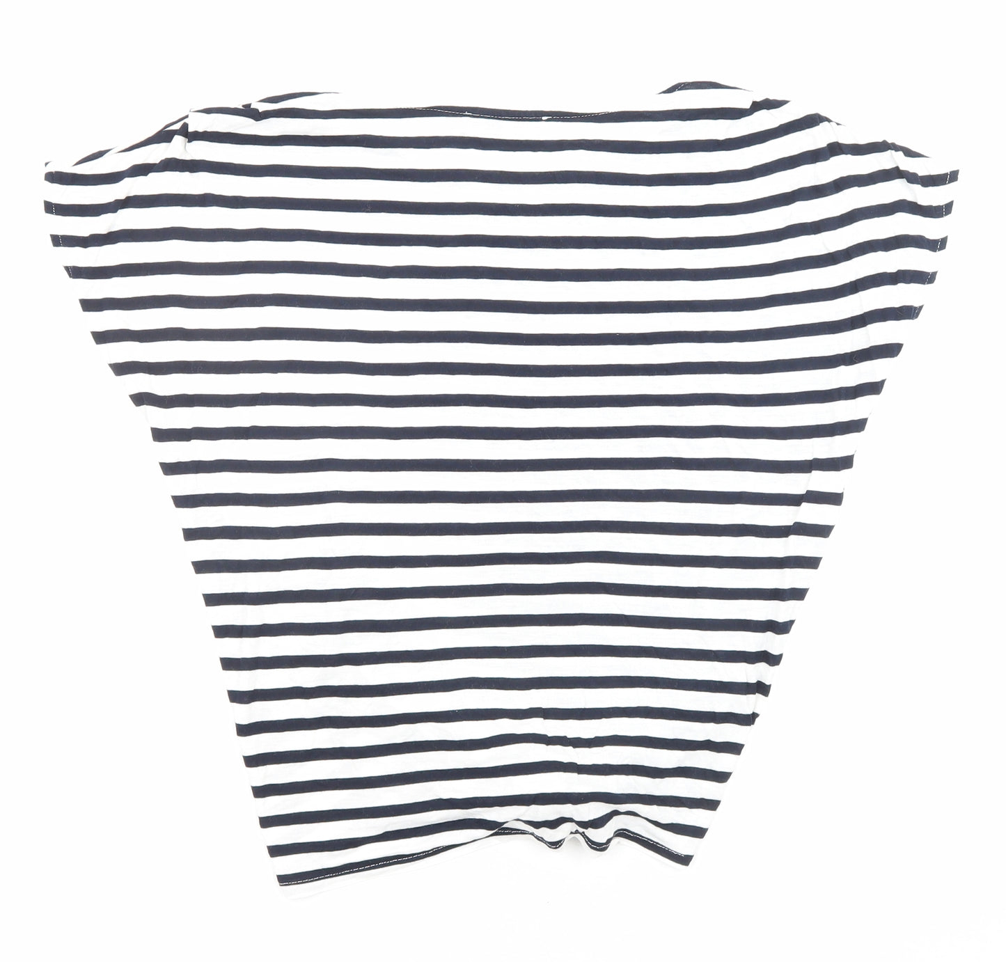 Oasis Womens Blue Striped Viscose Basic T-Shirt Size S Boat Neck