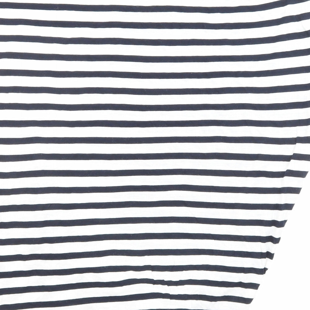 Oasis Womens Blue Striped Viscose Basic T-Shirt Size S Boat Neck