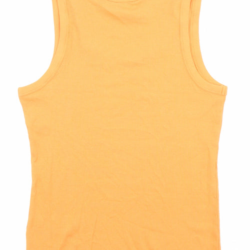 Marks and Spencer Womens Orange Cotton Basic Tank Size 16 Scoop Neck