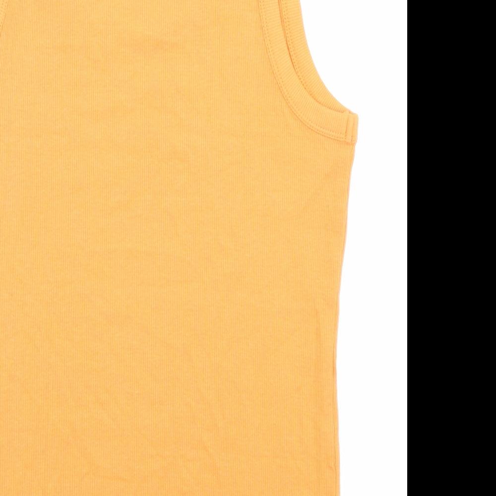 Marks and Spencer Womens Orange Cotton Basic Tank Size 16 Scoop Neck