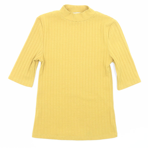 Joy Trent Womens Yellow Polyester Basic T-Shirt Size 8 Halter