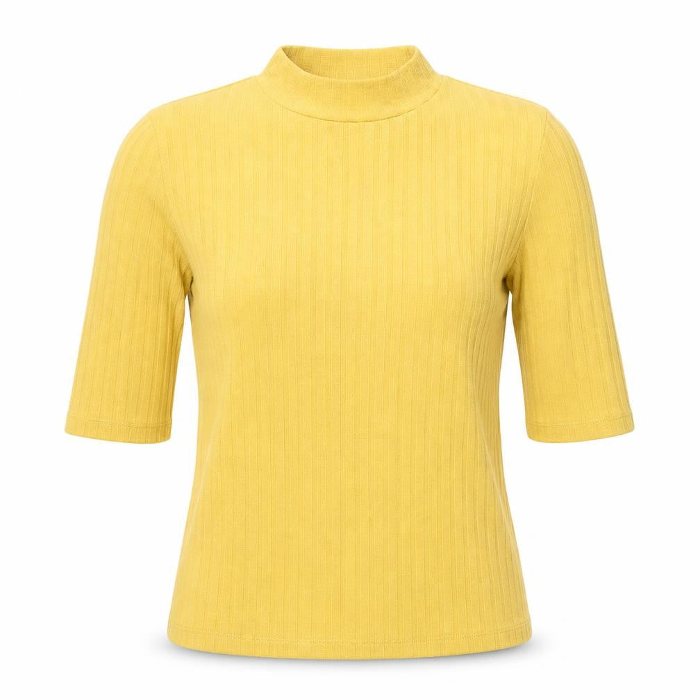 Joy Trent Womens Yellow Polyester Basic T-Shirt Size 8 Halter