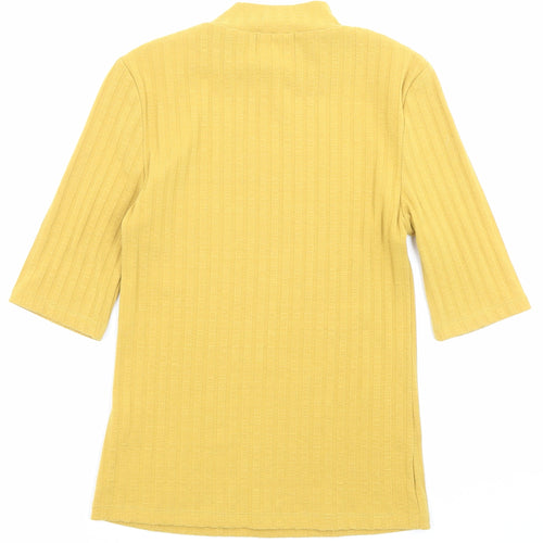 Joy Trent Womens Yellow Polyester Basic T-Shirt Size 8 Halter