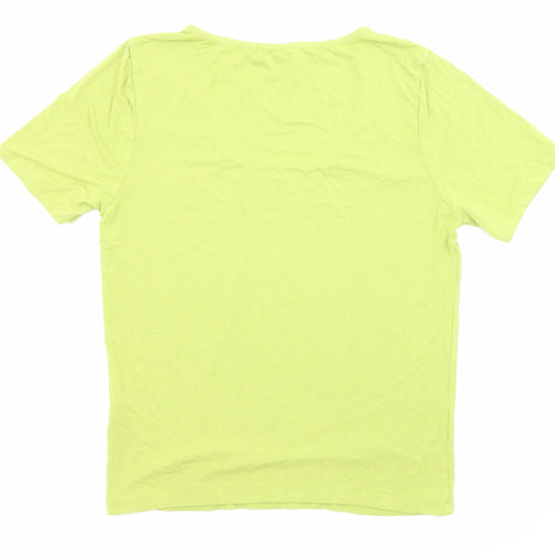 Select Womens Green Viscose Basic T-Shirt Size L Scoop Neck