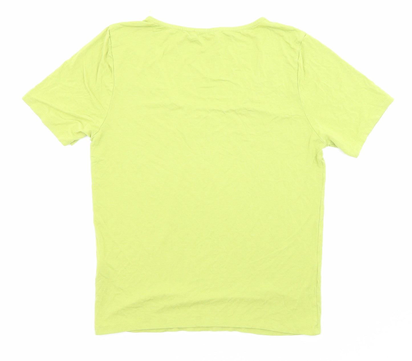 Select Womens Green Viscose Basic T-Shirt Size L Scoop Neck