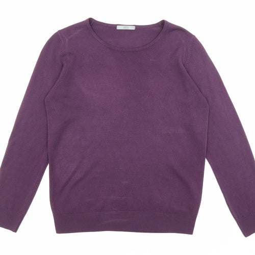 Marks and Spencer Womens Purple Crew Neck Acrylic Pullover Jumper Size 10