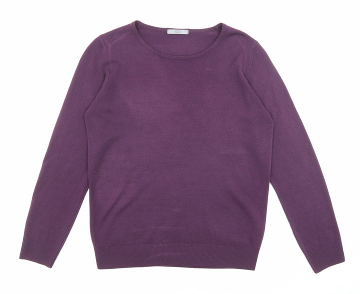 Marks and Spencer Womens Purple Crew Neck Acrylic Pullover Jumper Size 10