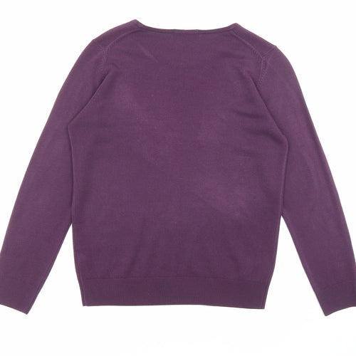 Marks and Spencer Womens Purple Crew Neck Acrylic Pullover Jumper Size 10