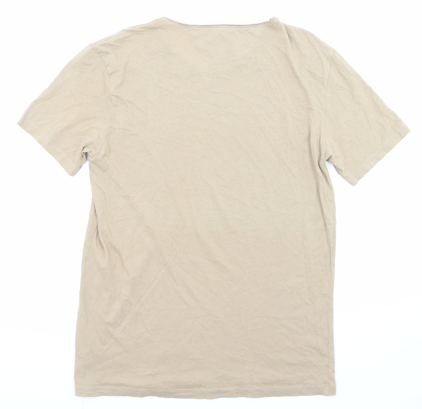 Zara Womens Beige Polyester Basic T-Shirt Size M Round Neck